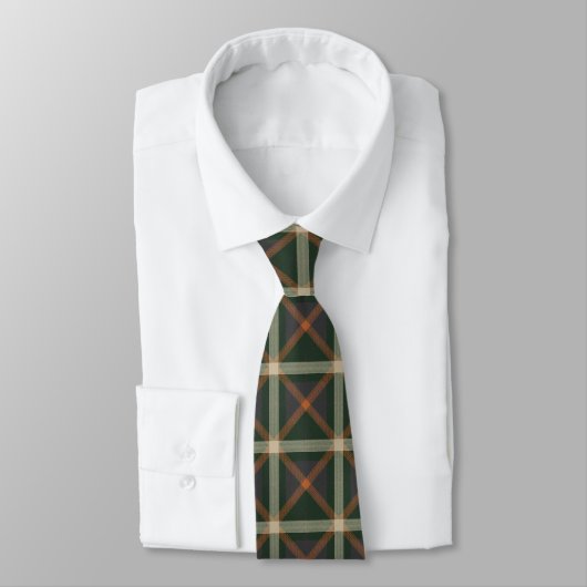 Modern Muted Forest Green and Charcoal Tartan Stropdas (Gebonden)