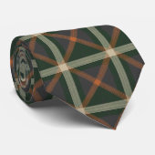 Modern Muted Forest Green and Charcoal Tartan Stropdas (Opgerold)