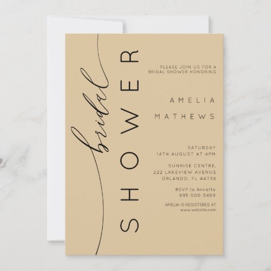 Modern Muted Gold & Black Bridal Shower Kaart (Voorkant)