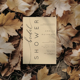 Modern Muted Gold & Black Bridal Shower Kaart