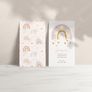 Modern Muted Rainbow Baby shower Gift Registry Visitekaartje