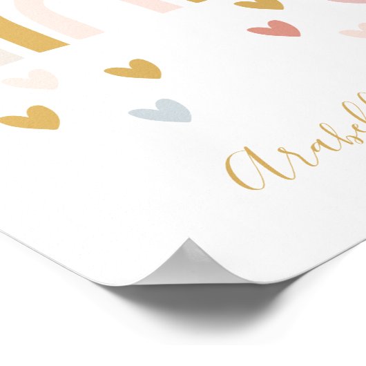 Modern Muted Rainbow Monogrammed Name Nursery Poster (Hoek)