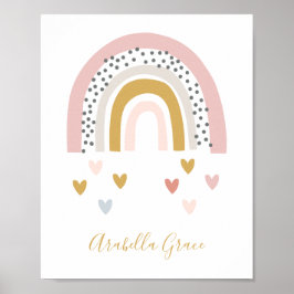 Modern Muted Rainbow Monogrammed Name Nursery Poster
