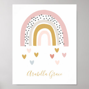 Modern Muted Rainbow Monogrammed Name Nursery Poster
