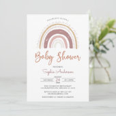 Modern Muted Tones Boho Rainbow Baby shower Invita Kaart (Staand voorkant)