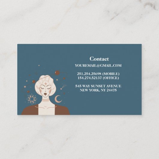 Modern Muted Tones Celestial Yoga Studio Visitekaartje (Achterkant)