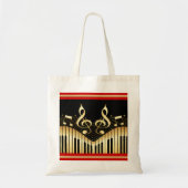 modern muziekgoud en zwart toetsenbord tote bag (Voorkant)