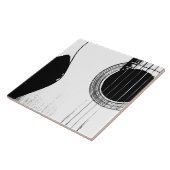 Modern muziekinstrument zwart-wit gitaar tegeltje (Zijkant)