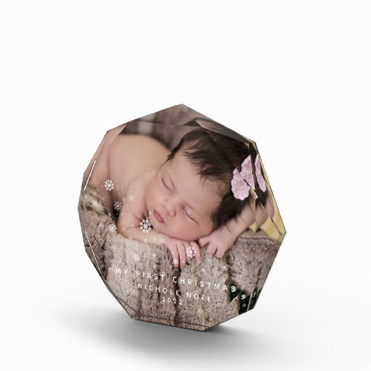 Modern My First Kerstsnowflakes Foto Keepsak (Rechts)