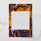 Modern naadloos Abstract Wavy Whimsical Weddenscha Folie Uitnodiging (Voorkant)