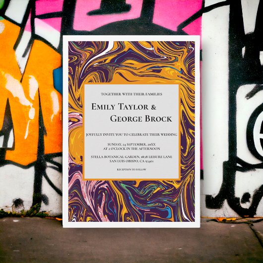 Modern naadloos Abstract Wavy Whimsical Weddenscha Kaart