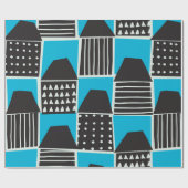 Modern naadloos patroon met huizen in zwart-wit en cadeaupapier (Vlak)