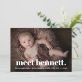 Modern Naam Baby Foto Geboorte Aankondiging (Staand voorkant)
