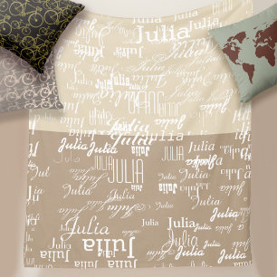 modern naampatroon op beige & taupe fleece deken