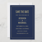 Modern Naby Blue Elegant Simple Minimalist Wedding Save The Date (Voorkant)