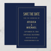 Modern Naby Blue Elegant Simple Minimalist Wedding Save The Date (Voorkant / Achterkant)