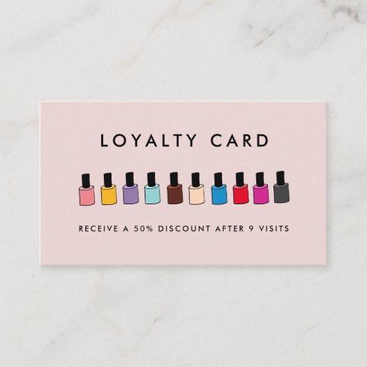 Modern Nagellack Loyalität Salon Visitenkarte Visitekaartje (Voorkant)
