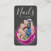 Modern Nail Art Studio Manicurist Artist Pink Blue Visitekaartje (Voorkant)