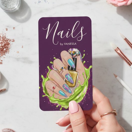 Modern Nail Art Studio Stylish Manicurist Artist Visitekaartje