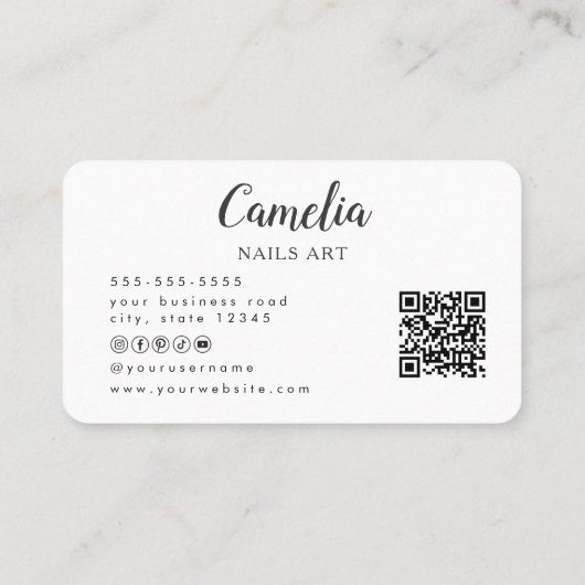 Modern Nail Artist Salon QR Code Visitekaartje (Achterkant)