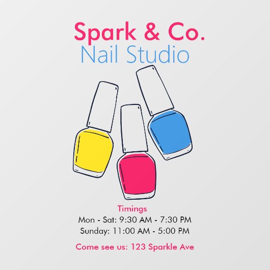 Modern Nail Bar | Colorful Nail Studio Raamsticker (Vel)