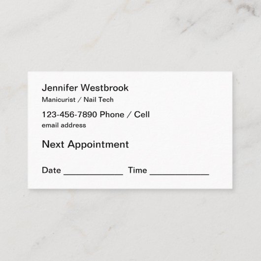 Modern Nail Manicure Appointment Visitekaartjes (Achterkant)