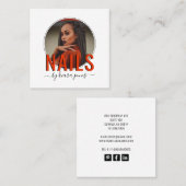 Modern Nail Salon Photo Script Signature Square Bu Vierkante Visitekaartje (Voorkant / Achterkant)