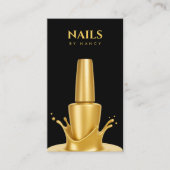Modern Nail salon QR Code Black And Gold Visitekaartje (Voorkant)