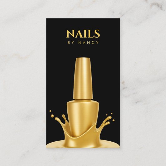 Modern Nail salon QR Code Black And Gold Visitekaartje (Voorkant)