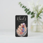 Modern Nail Studio Red Blue Manicurist Artist Visitekaartje (Staand voorkant)