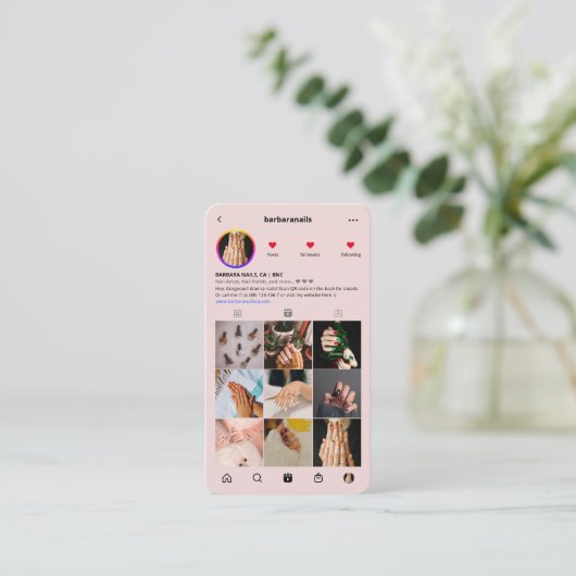 Modern Nail Tech Lash Stylist Roze Visitekaartje Contactkaartje (Staand voorkant)