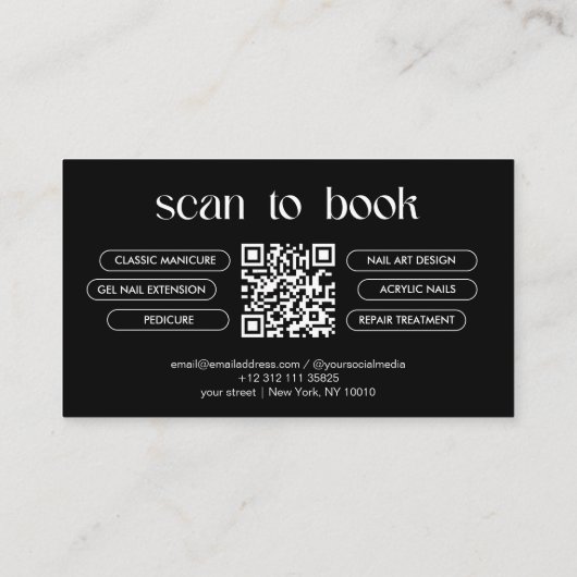 Modern Nail Tech Salon Visitekaartje (Achterkant)