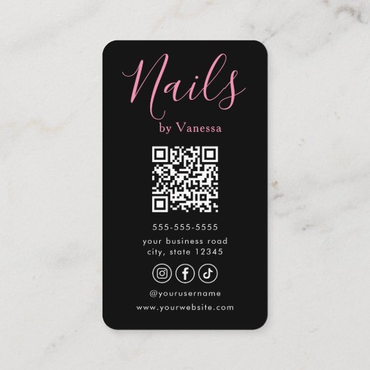 Modern Nail Technician Nails Art Salon Qr Code Visitekaartje (Achterkant)