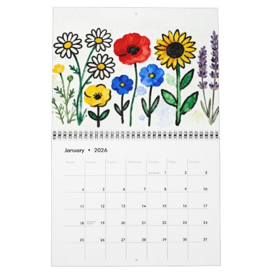 Modern Naive Floral Art Calendar Kalender (Jan 2026)