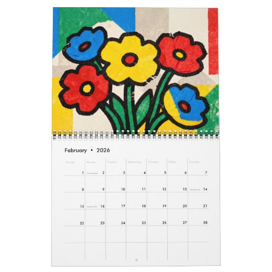 Modern Naive Floral Art Calendar Kalender (Feb 2026)