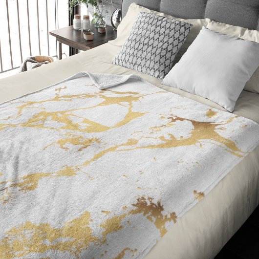 Modern namaak goud abstract patroon fleece deken