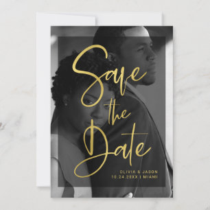 Modern namaak goud en zwarte overlay   Foto Save The Date