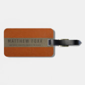 Modern namaak leer oranje gepersonaliseerd bagagelabel (Achterkant horizontaal)