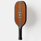 Modern namaak leer oranje monogram pickleball paddle (Links)
