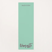 Modern Namaste Naam Turquoise Green Mauve Yogamat (Voorkant)