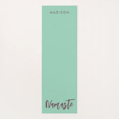 Modern Namaste Naam Turquoise Green Mauve Yogamat (Achterkant)