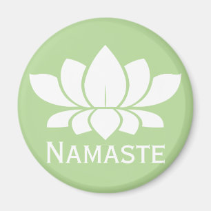 Modern Namaste White Lotus Flower Magneet