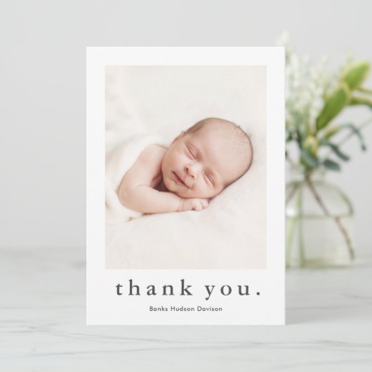 Modern Name 2 Foto Baby Bedankkaart (Staand voorkant)