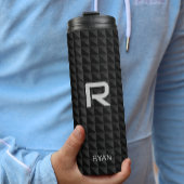Modern Name Initiaal op Black Triangles Pattern Thermosbeker