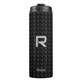 Modern Name Initiaal op Black Triangles Pattern Thermosbeker (Voorkant)