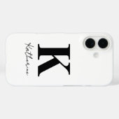 Modern Name Initial White Black Personalize Case-Mate iPhone Case (Achterkant (horizontaal))