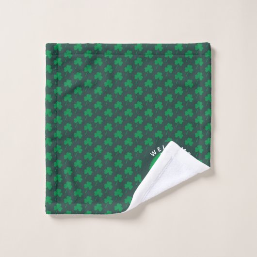 Modern Name Monogram Irish Flag Shamrock Bad Handdoek (Wasdoekje)