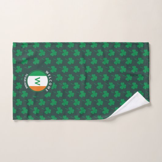 Modern Name Monogram Irish Flag Shamrock Handdoek (Handdoek)