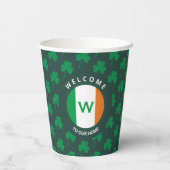 Modern Name Monogram Irish Flag Shamrock Papieren Bekers (Achterkant)