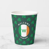 Modern Name Monogram Irish Flag Shamrock Papieren Bekers (Voorkant)